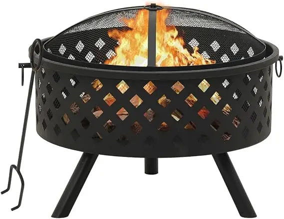 Steel Fire Pit XXL 26.8" Outdoor Garden Patio Heater with Poker
