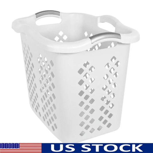 2 Bushel Plastic Laundry Basket Hamper with 4 Handles Durable Versatile