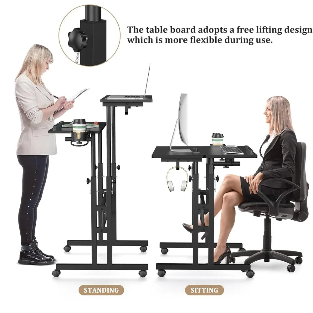 Best Selling Mobile Standing Desk with Wheels Portable Adjustable Height