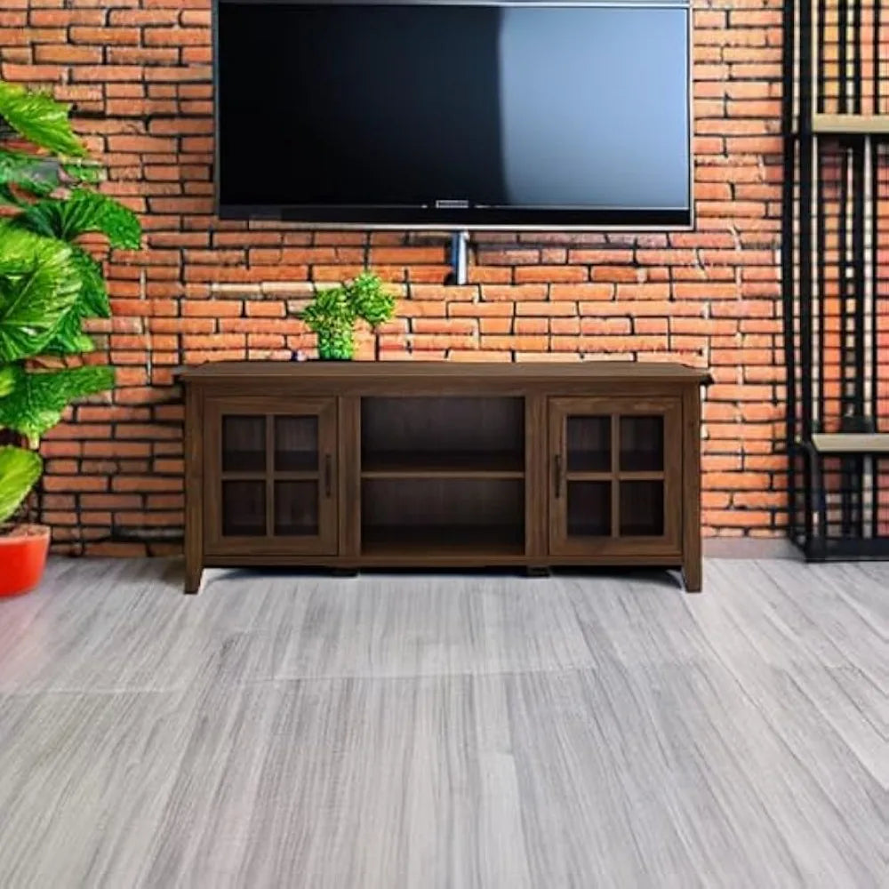 Dakota Modern Farmhouse TV Stand for TVs up to 65 Inches Dark Walnut