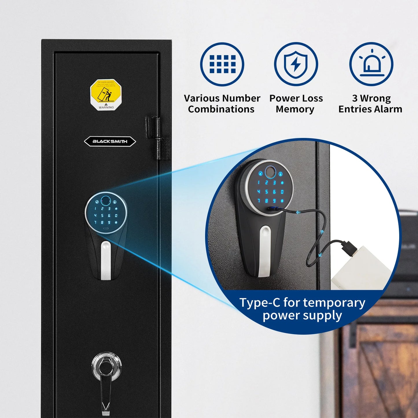 Biometric Fingerprint Gun Safe for 3 Rifles and Shotguns Cabinet