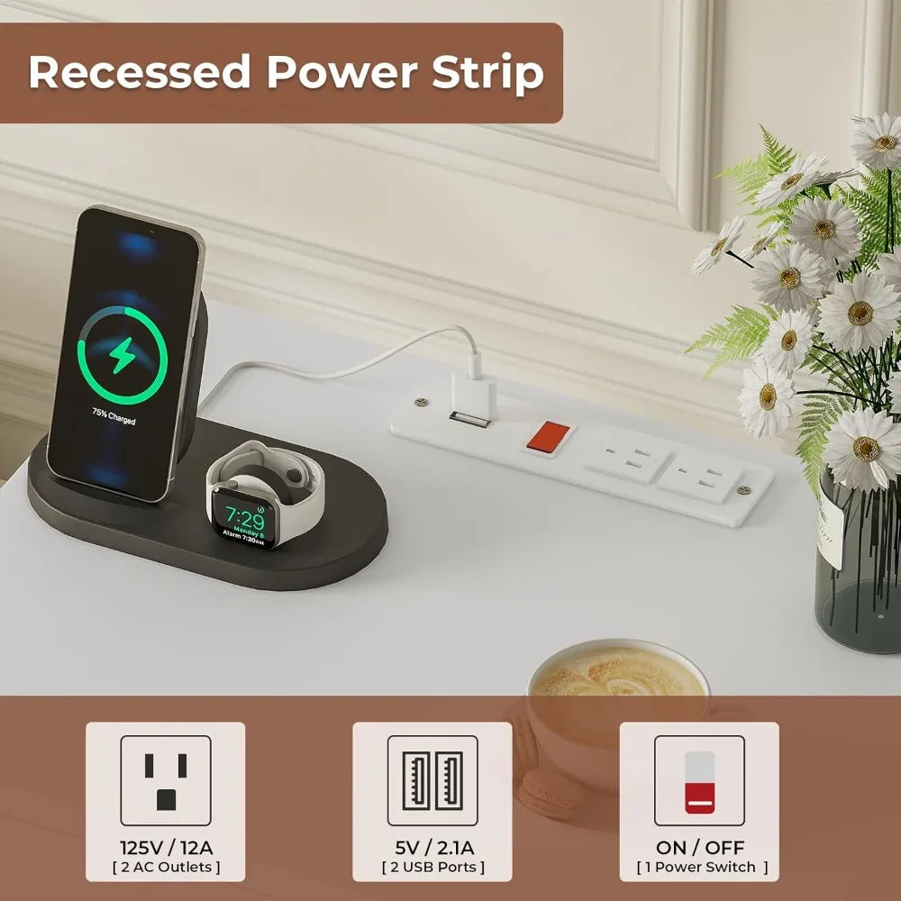 Nightstand with Charging Station Storage Modern Minimalist Bedroom Furniture