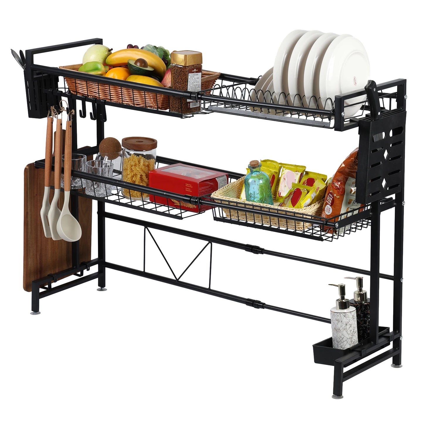 2 Tier Kitchen Storage Shelf Over Sink Adjustable Dish Drying Rack