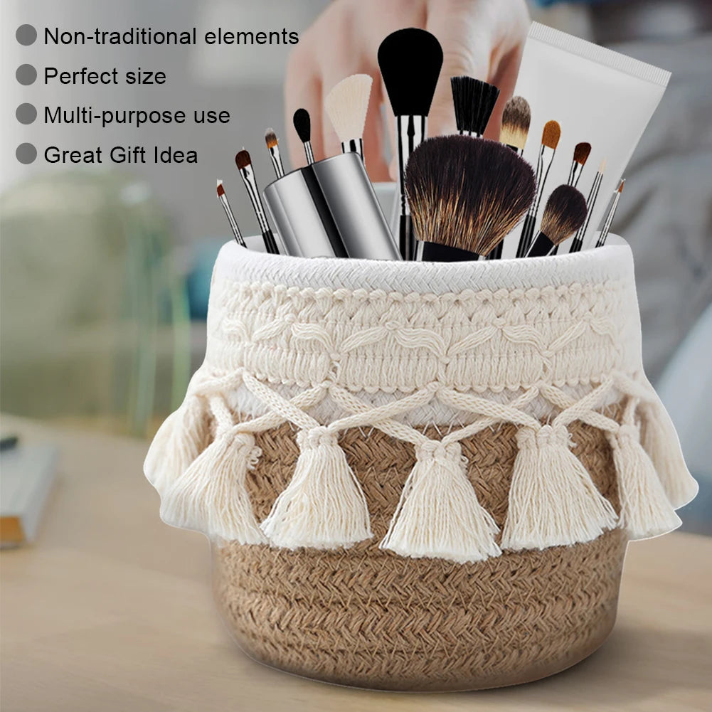 Mini Storage Basket Boho Decor Makeup Brush Holder Organizer
