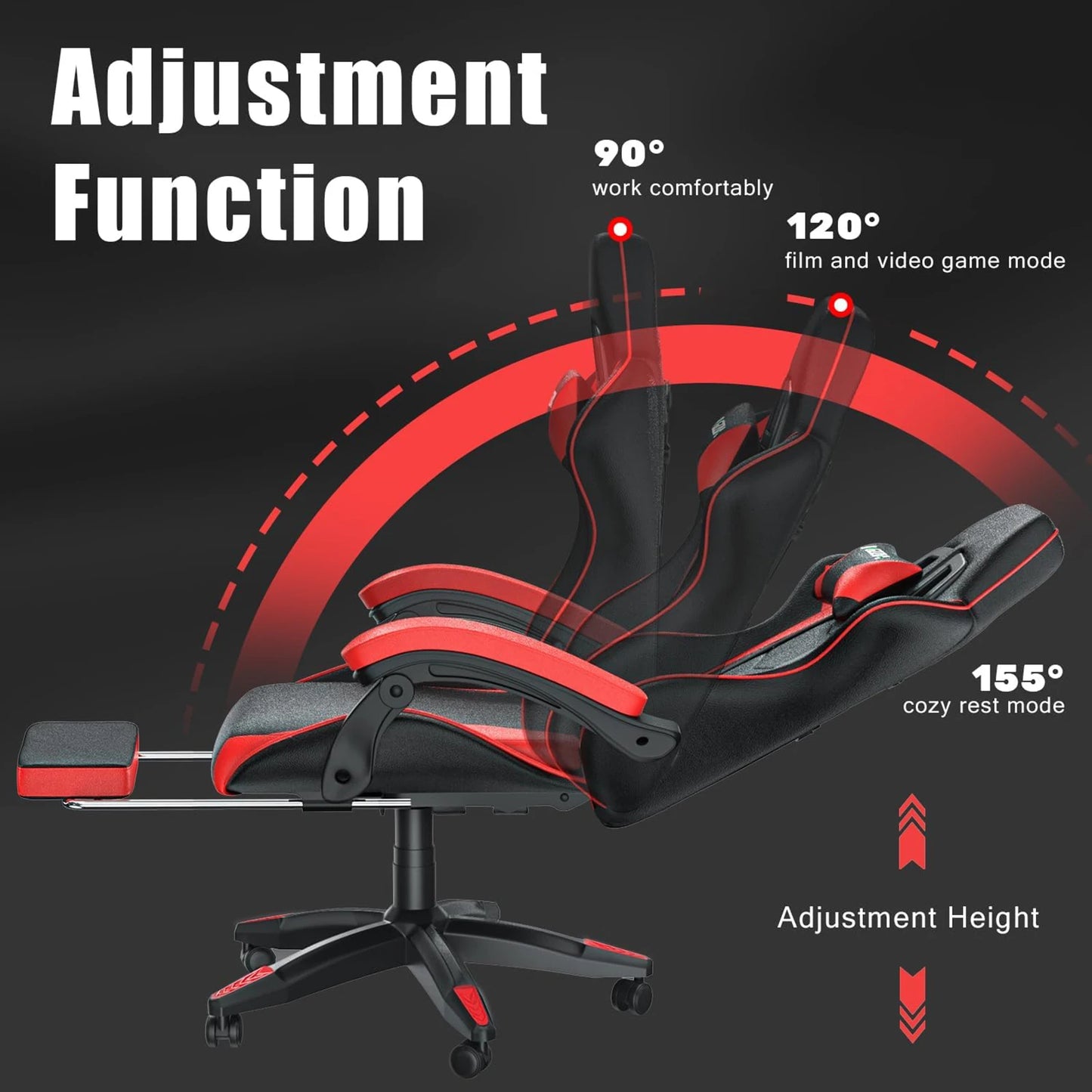 Gaming Chair with Footrest Ergonomic Adjustable Lumbar Support Chair