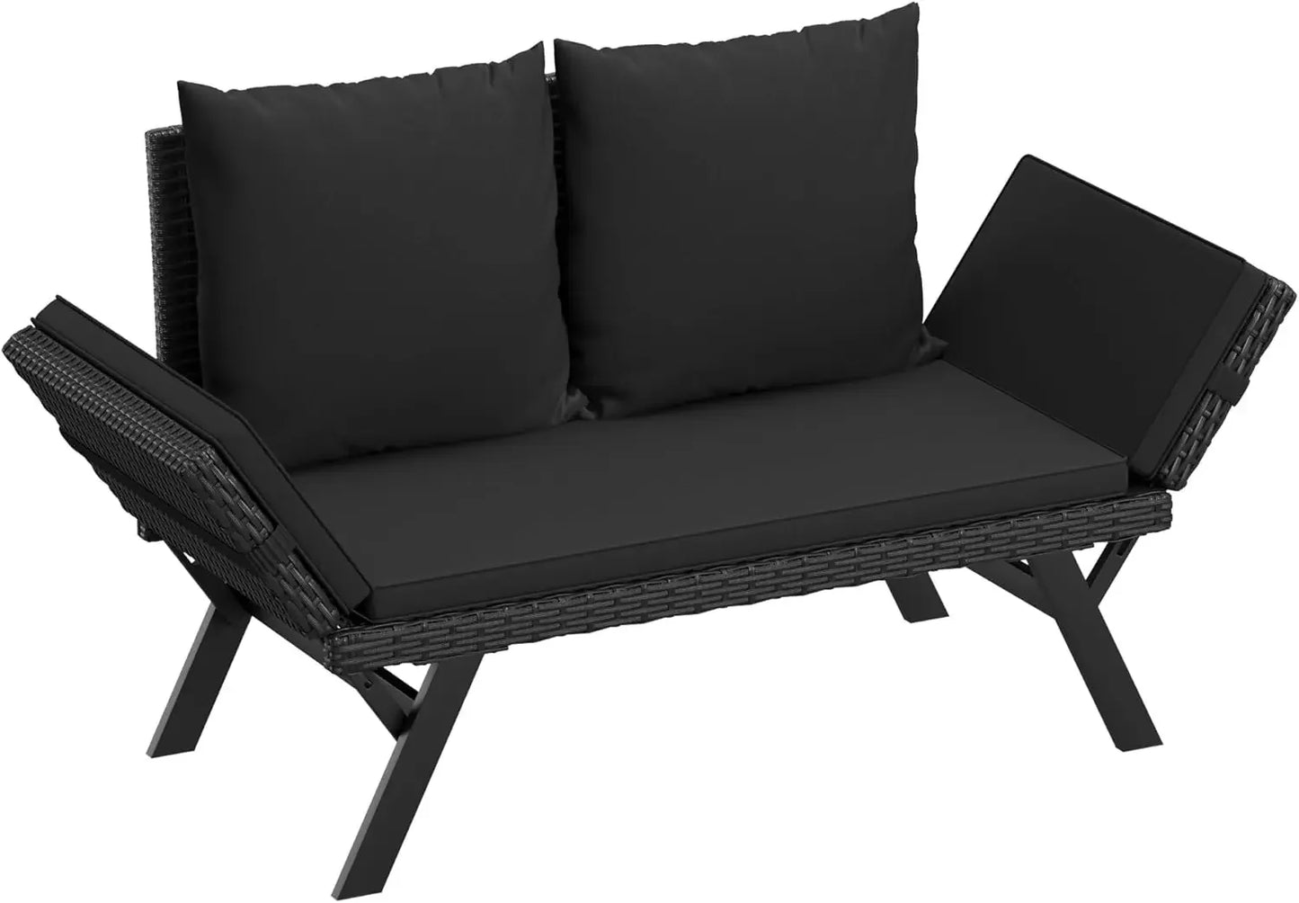 Ljustra Outdoor Convertible Sofa Woven Rattan Patio Furniture Sunbed