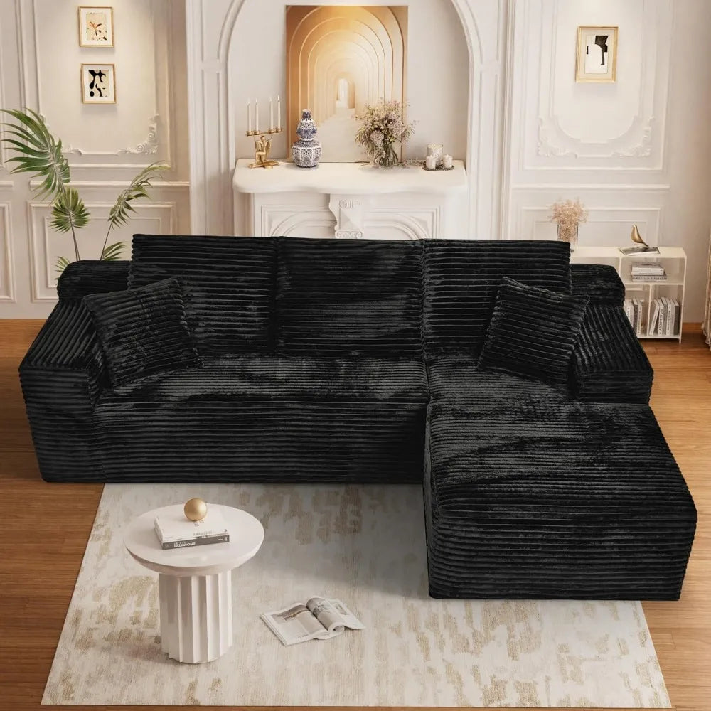 Ljustra Cloud Couch Sectional Modular Sofa 107" Comfy L Shaped Black