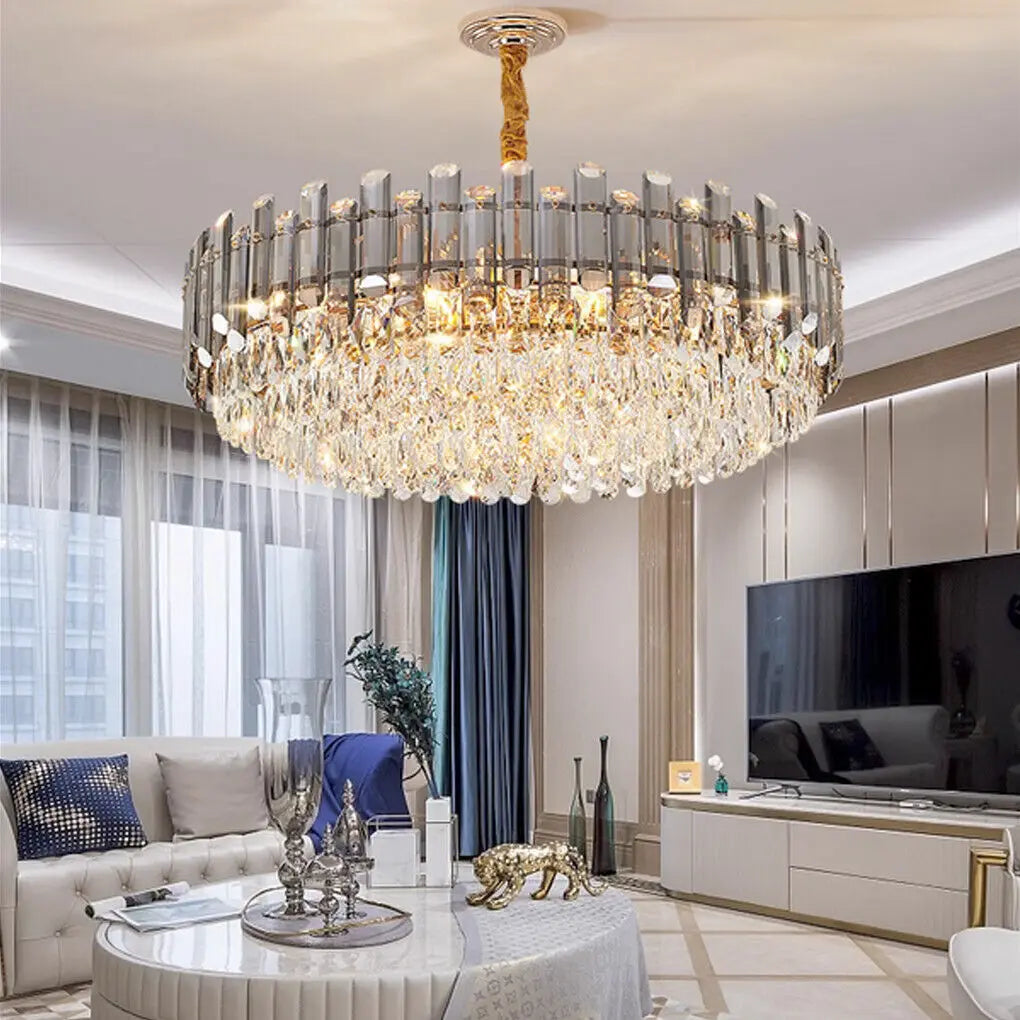 Ljustra Modern Crystal Chandelier Elegant Raindrop Pendant Light