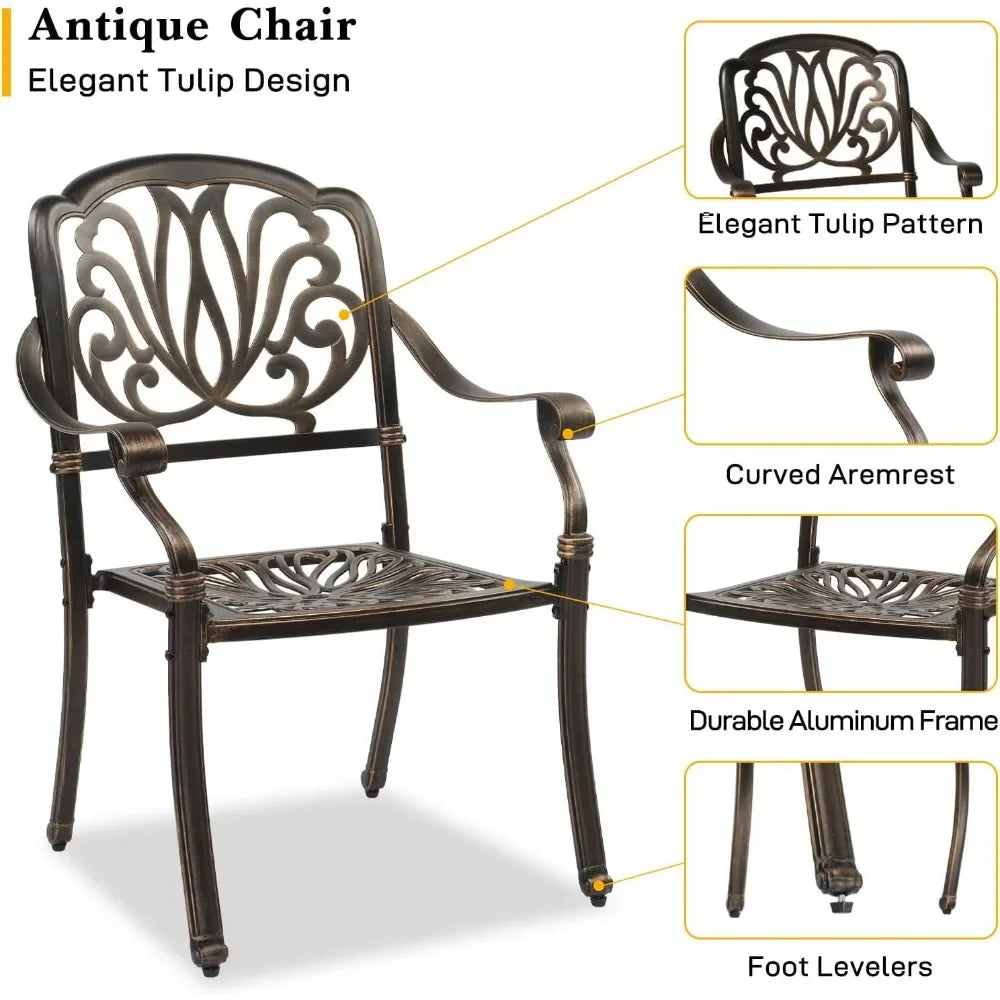 Ljustra Outdoor Dining Chairs Set of 2 Stackable Aluminum Patio Furniture
