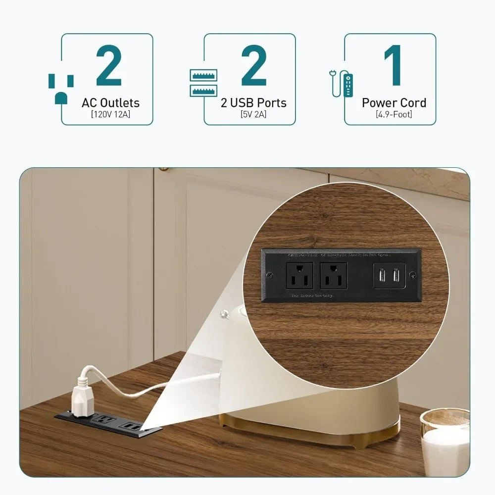 Kitchen Island with Storage Charging Station Rolling Table Drop-Leaf