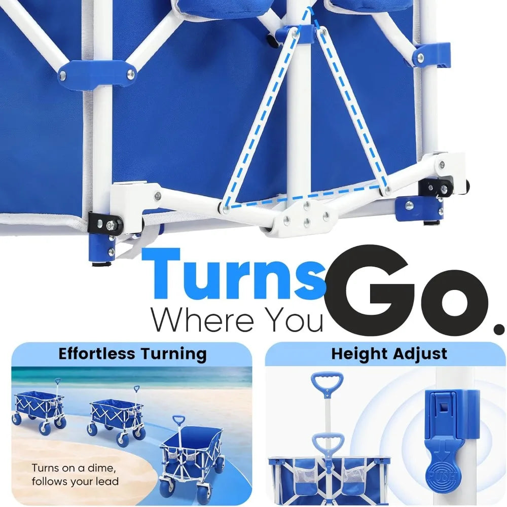 Heavy Duty Beach Wagon 440lb Capacity Oversized Foldable Cart