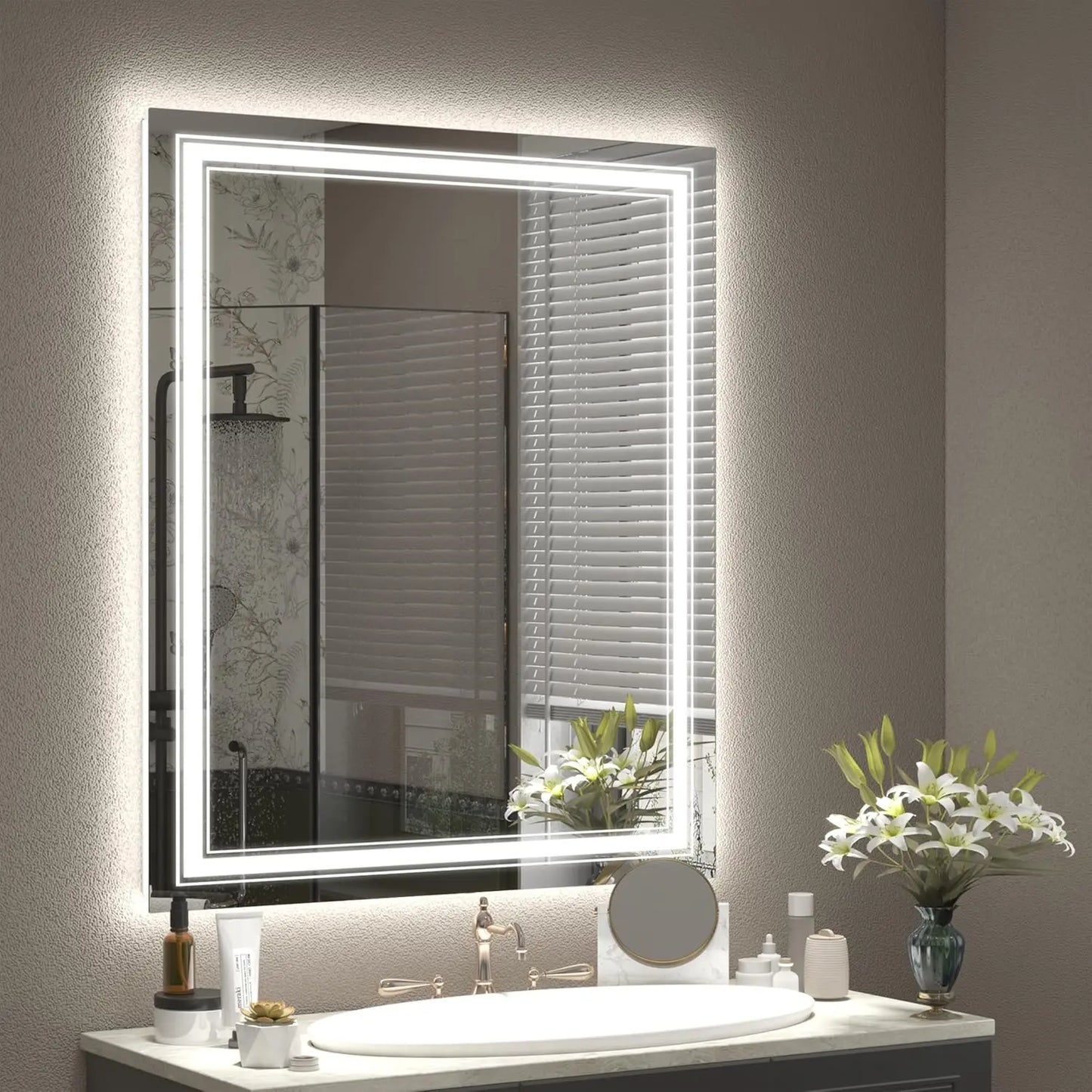 Ljustra LED Bathroom Mirror Dimmable Anti-Fog Shatterproof Backlit