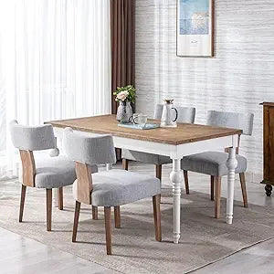 Farmhouse Dining Chairs Set of 4 Mid Century Modern Upholstered Rattan