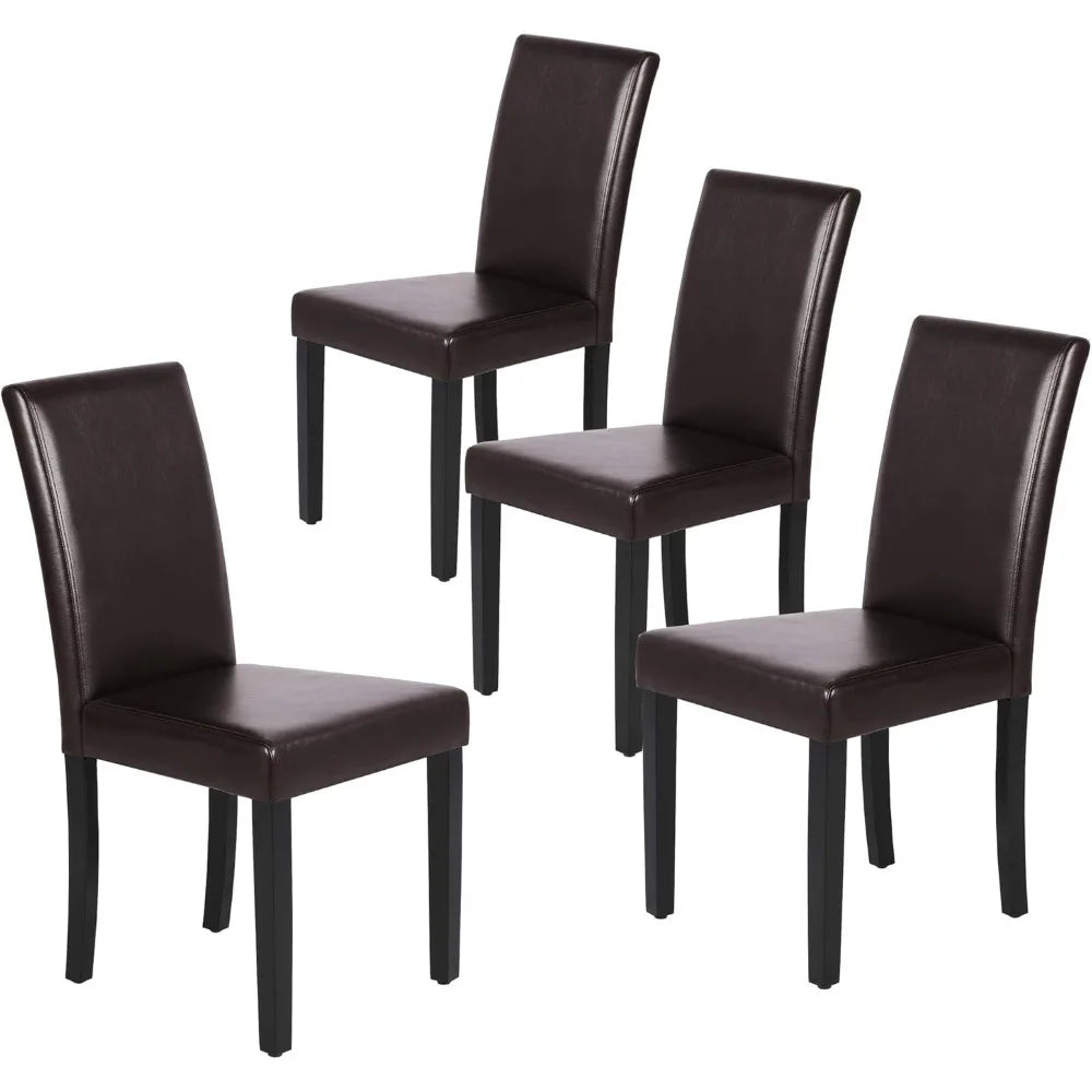 Dining Chairs Set of 4 Waterproof PU Leather with Wood Legs