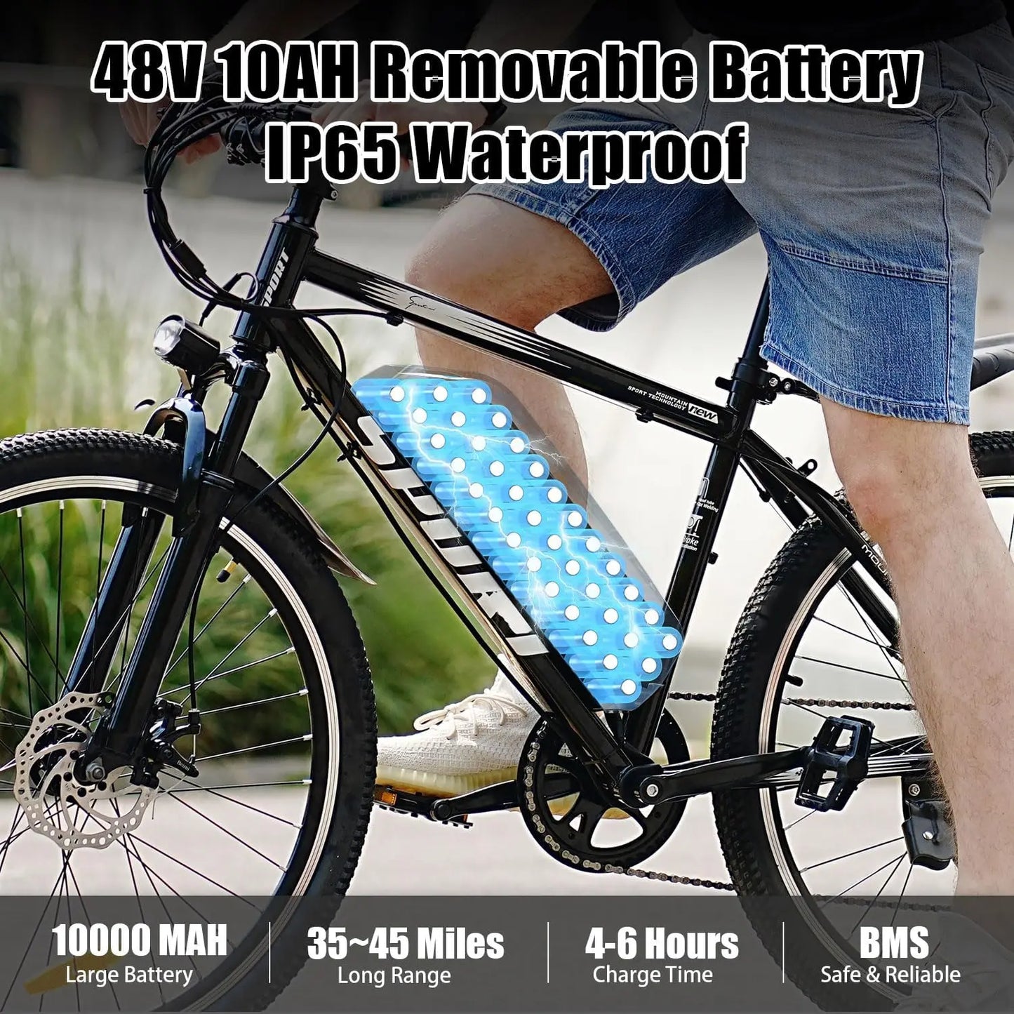 Electric Mountain Bike 750W Motor Removable Battery 25MPH Adult Ebike