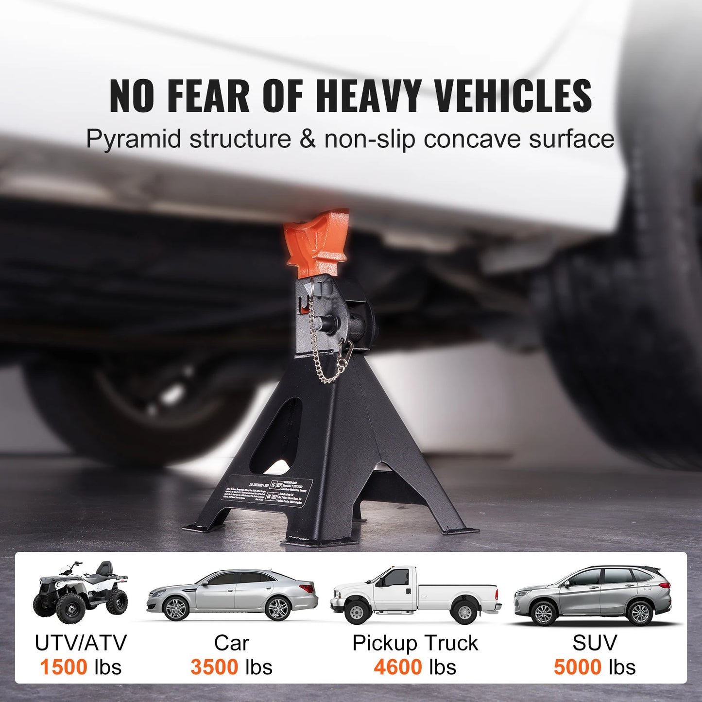 Ljustra 3 Ton Car Jack Stands Adjustable Double Locking SUV Pickup Truck