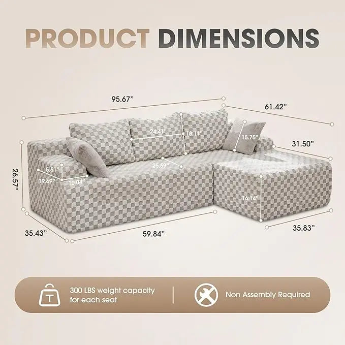 Ljustra Modular L-Shaped 3-Seat Sectional Sofa with Storage