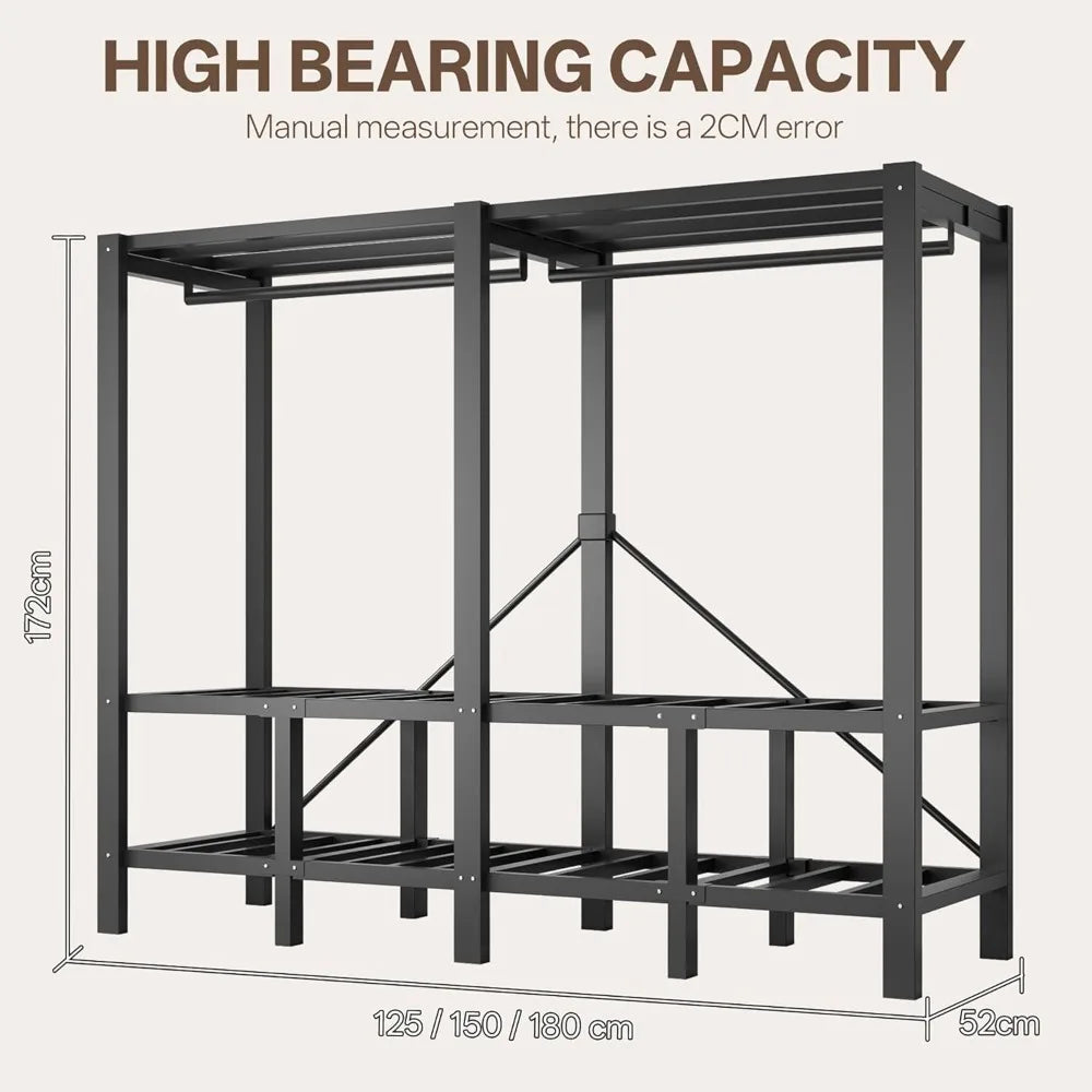 Portable Heavy Duty Wardrobe Closet 1200LBS Foldable Garment Rack