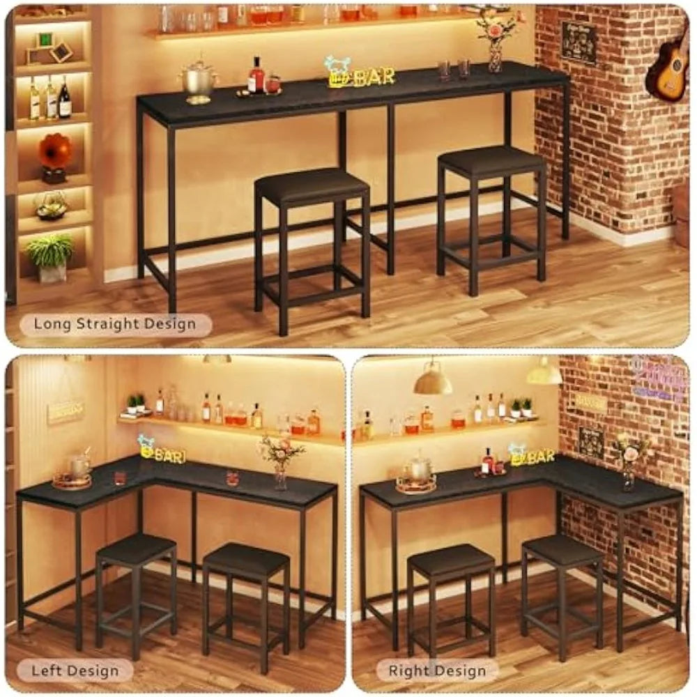 Ljustra Bar Table and Chairs Set Convertible Space-Saving Kitchen Furniture