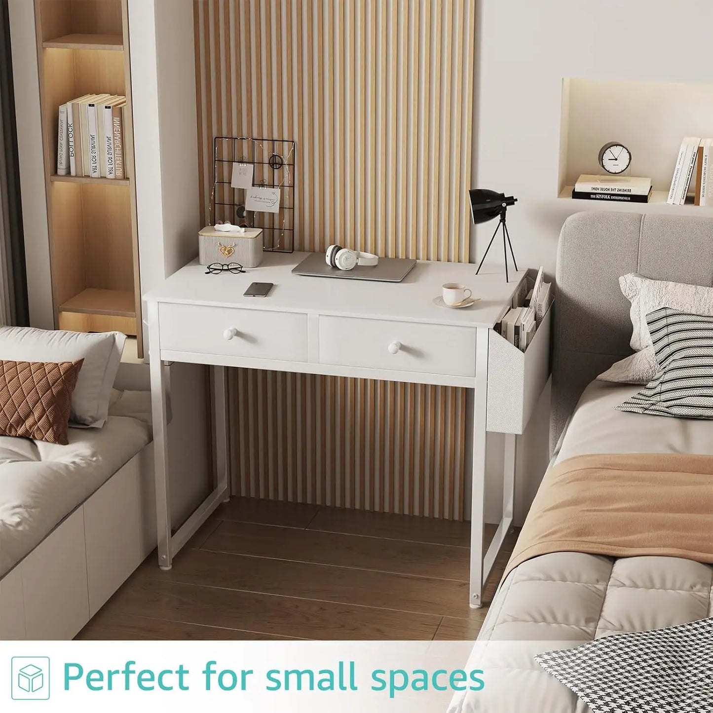 Small Desk with Drawers Home Office Writing Computer Study Bedroom