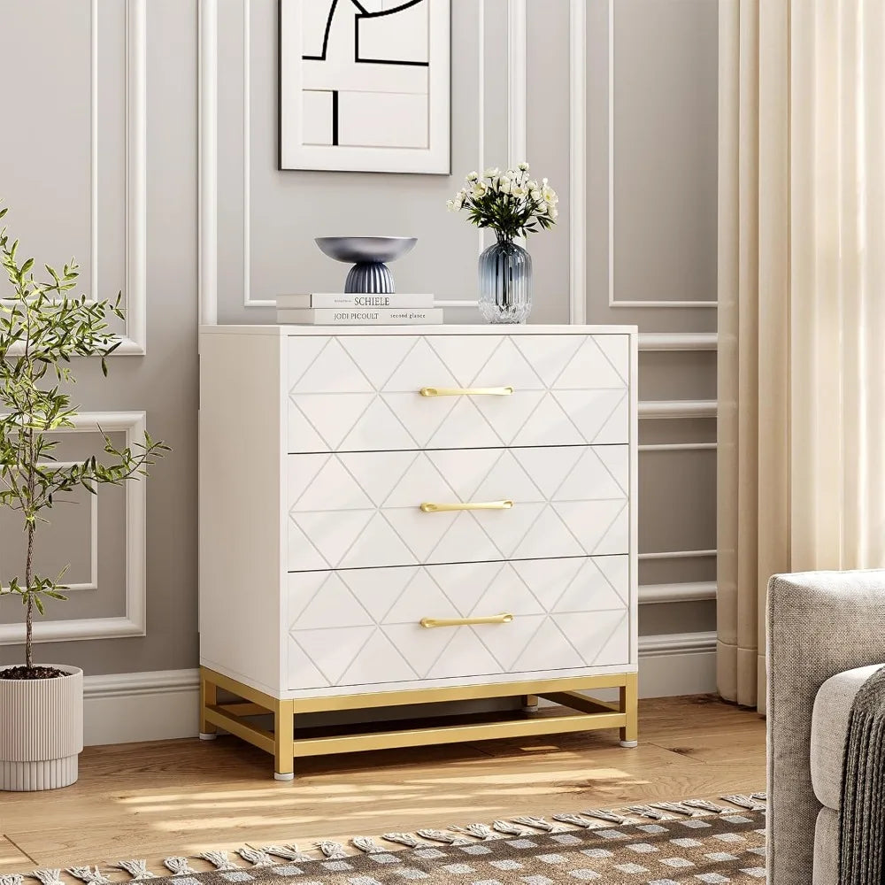 Modern 3 Drawer Dresser Chest of Drawers for Bedroom Storage Solution