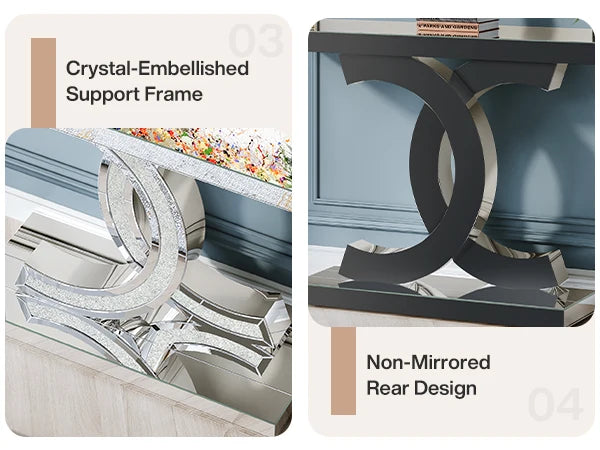 Ljustra Modern 39-Inch Console Table Faux Marble Gold Metal Legs