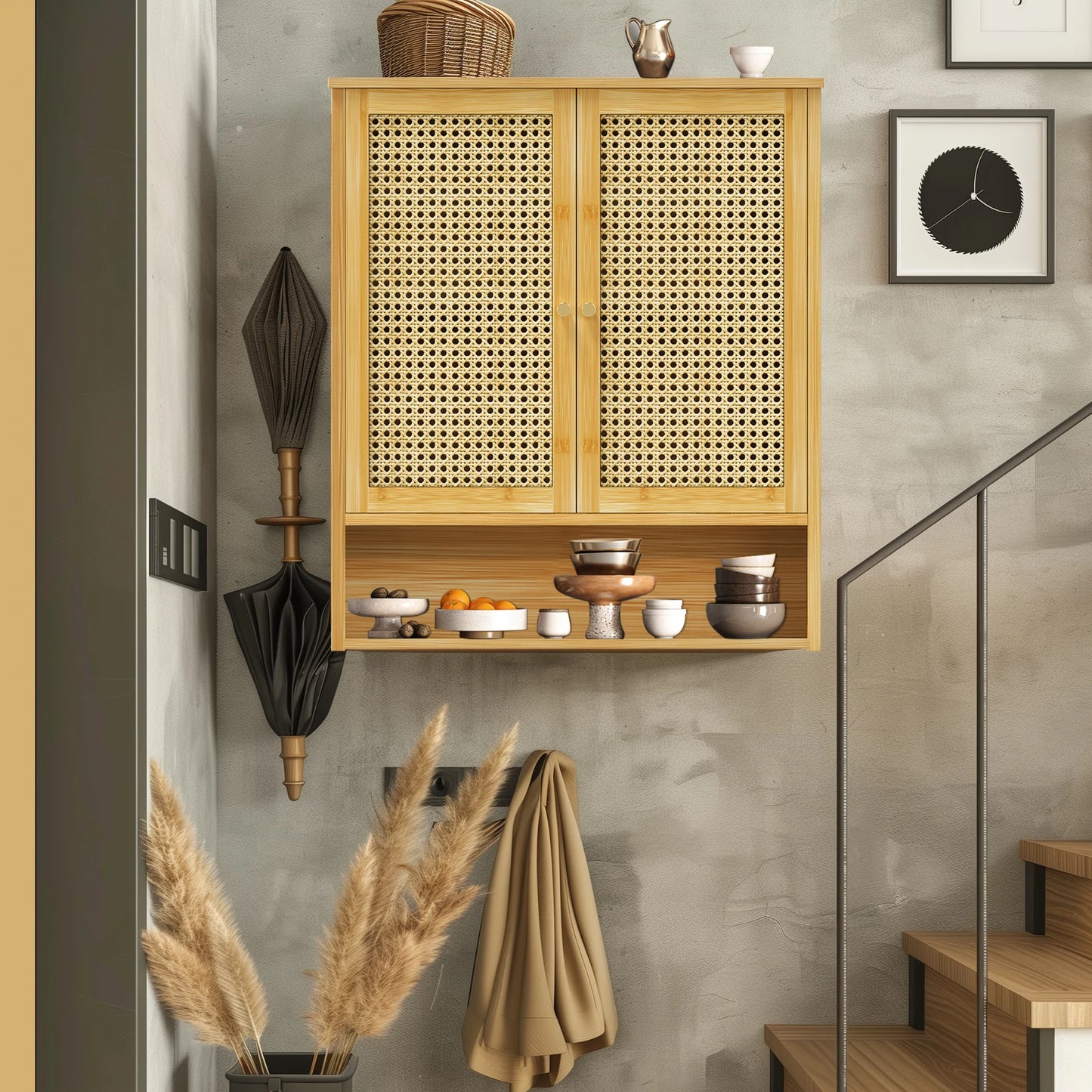 Ljustra Solid Wood Bamboo Bathroom Wall Cabinet Storage Organizer