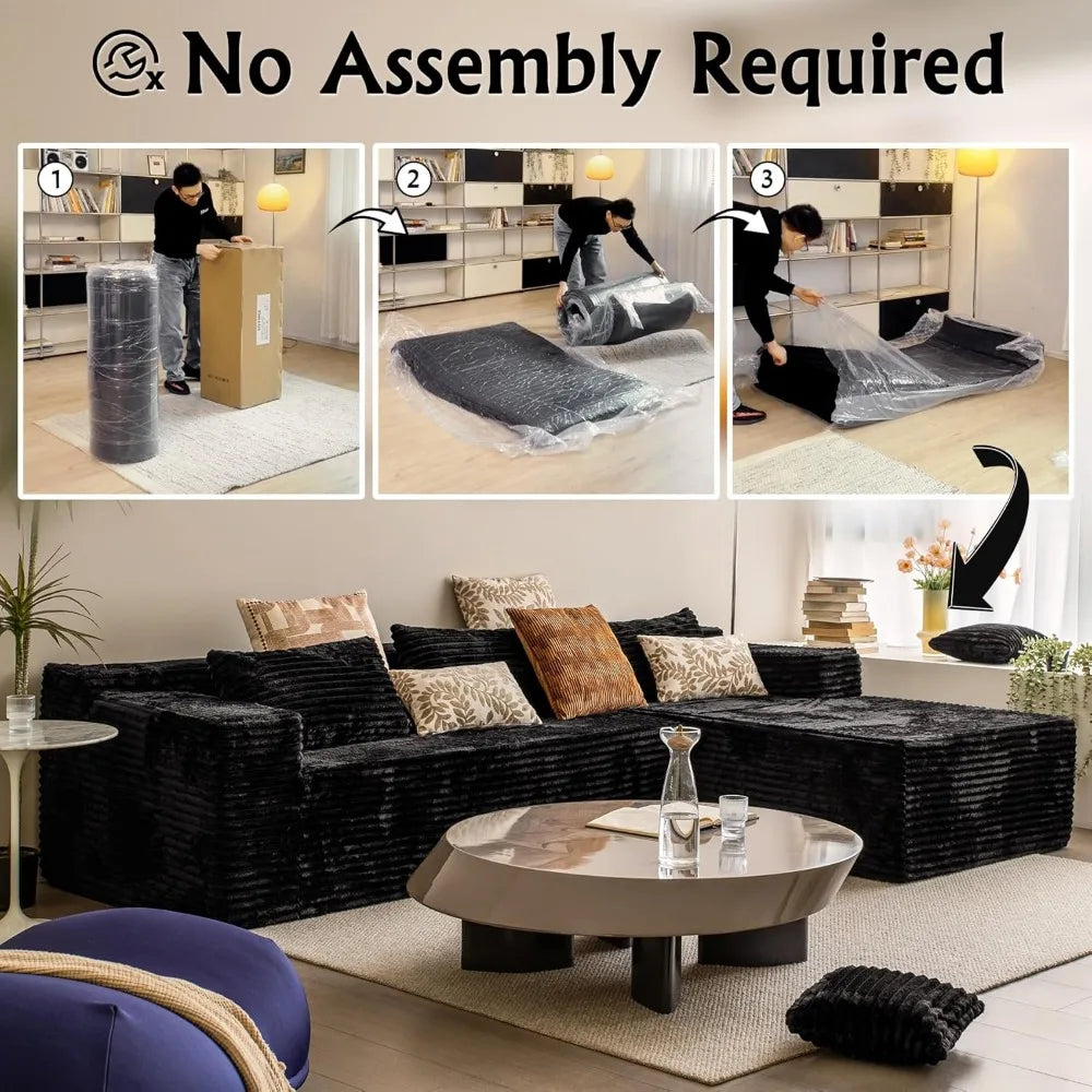 Ljustra Cloud Sectional Couch Modern L-Shape Chaise Sofa Living Room