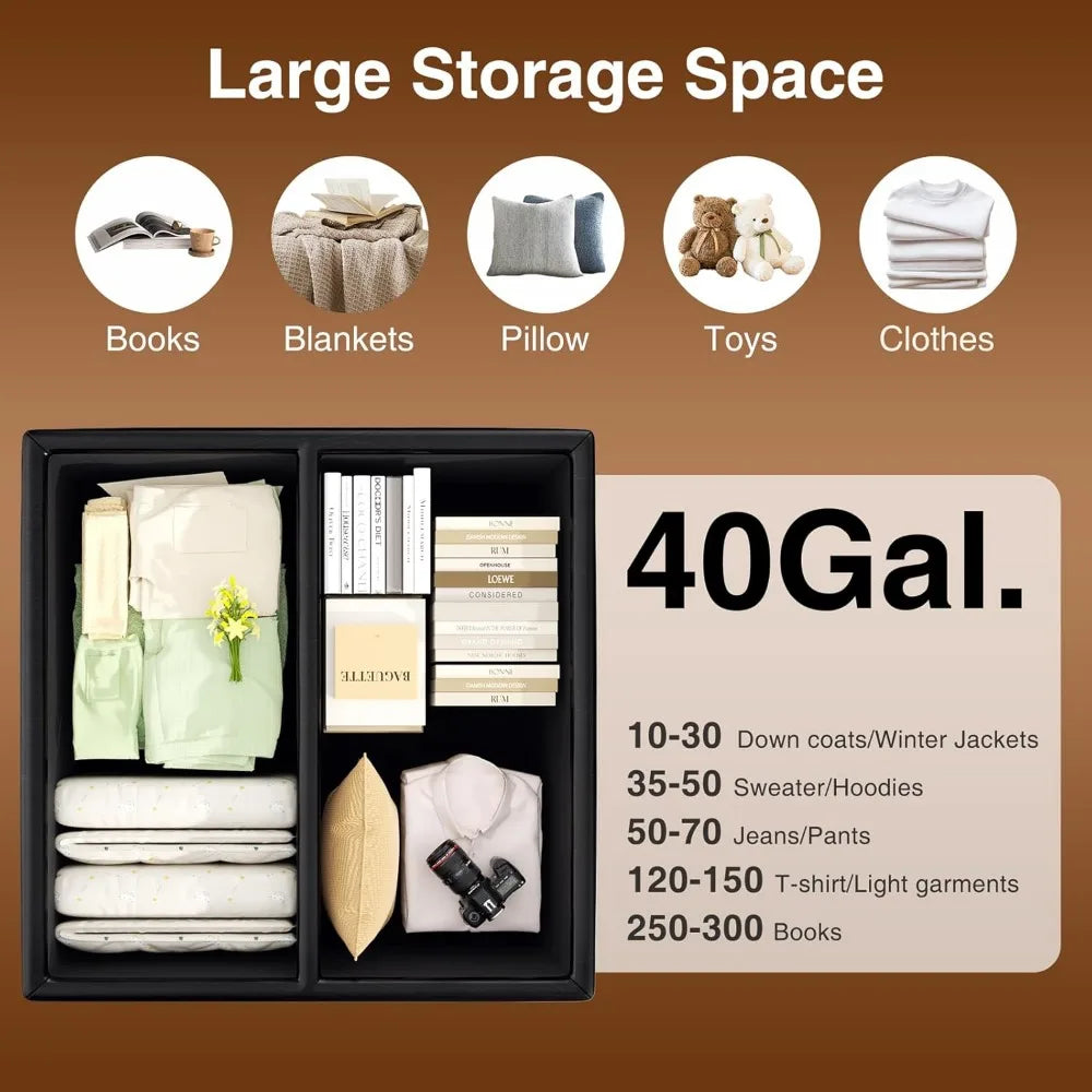 Square Storage Ottoman Faux Leather Lift Top Multi-Purpose Living Room