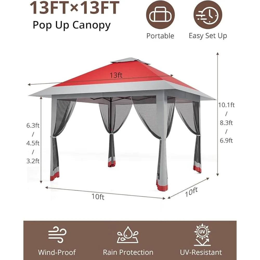 13x13 Pop Up Gazebo Heavy Duty Adjustable Height Instant Canopy Tent