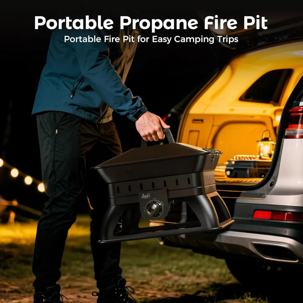 50000 BTU Propane Fire Pit Square Portable Outdoor Smokeless Camping