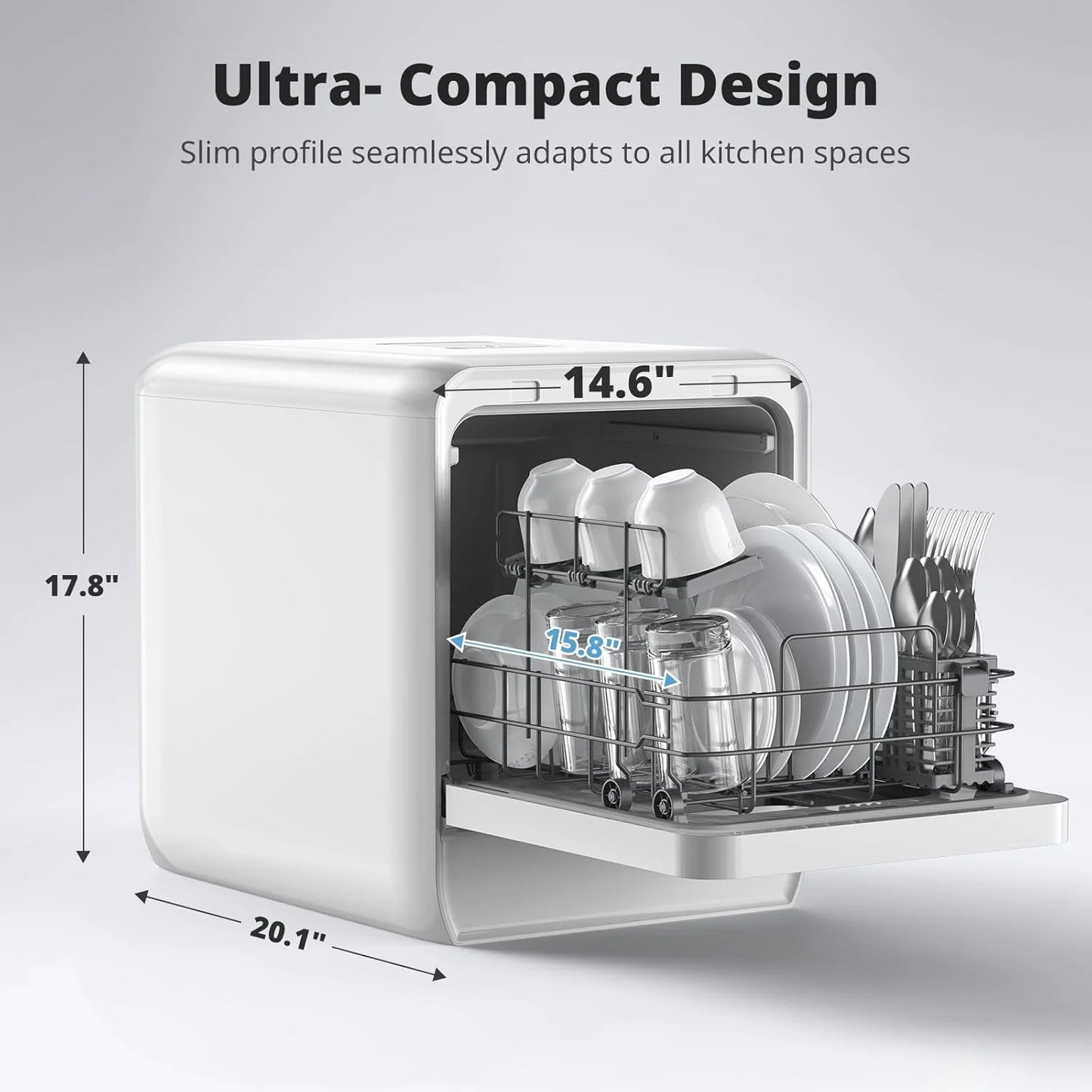 Ljustra Portable Countertop Dishwasher 5L 9 Programs Ultra-Narrow Design
