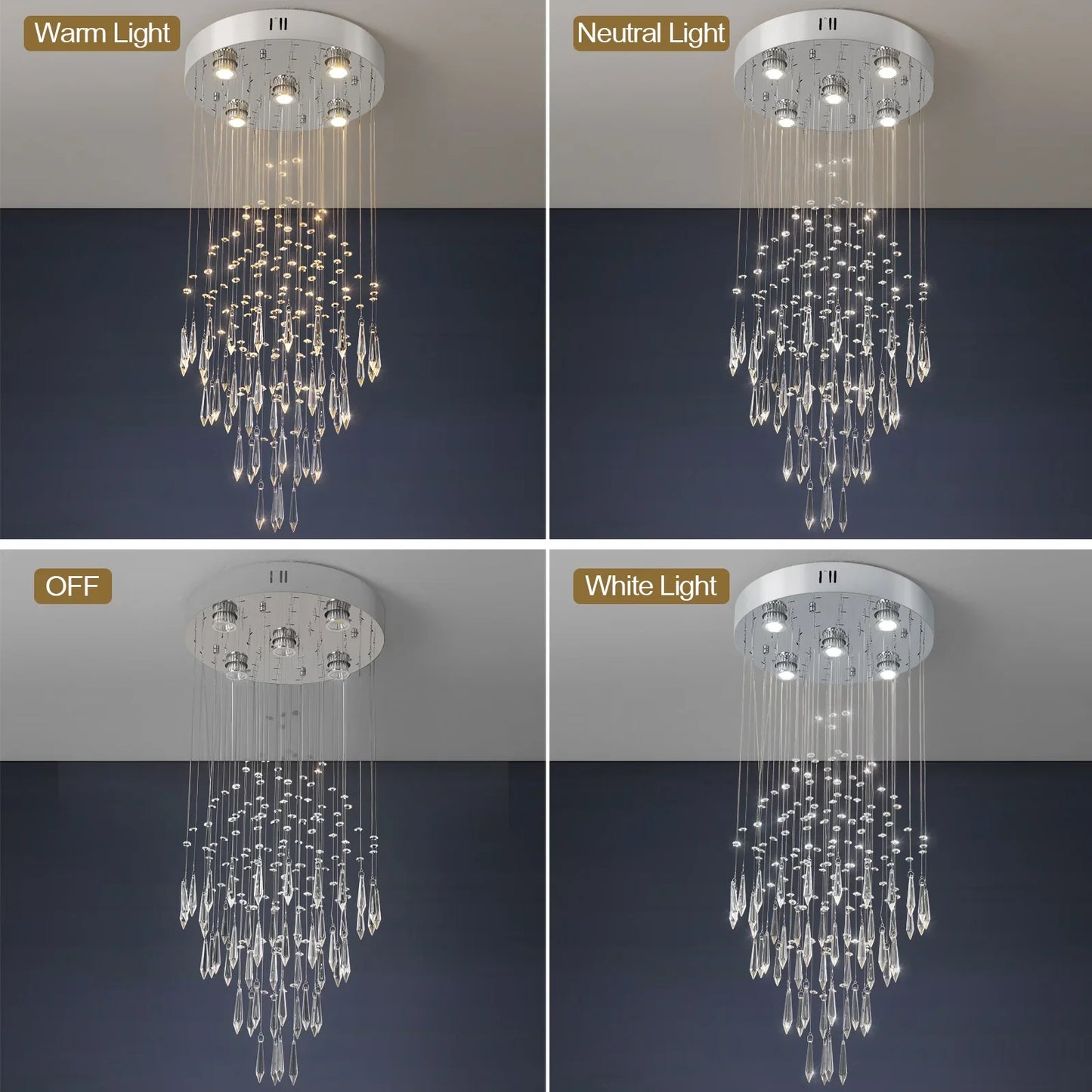 Raindrop LED Crystal Pendant Light Modern Chandelier Ceiling Lamp