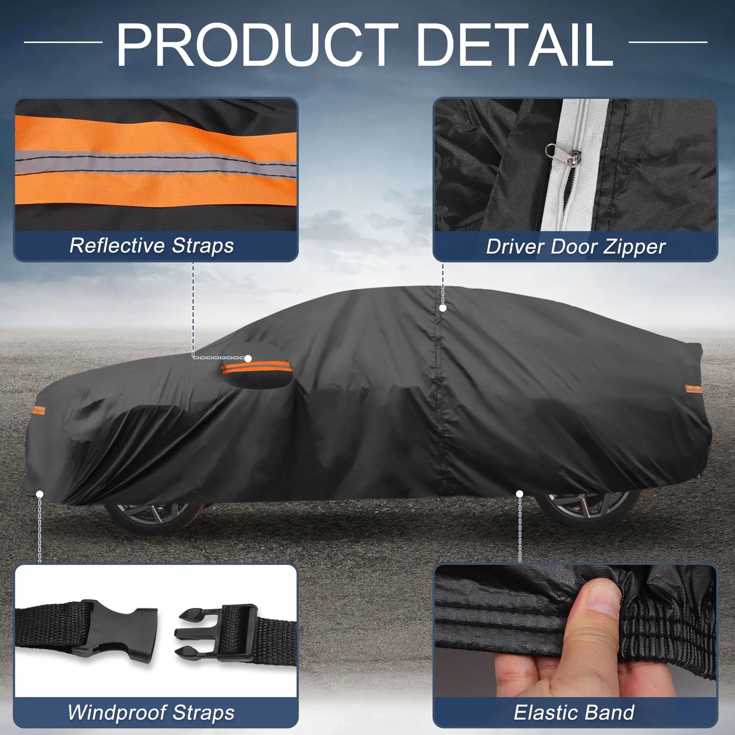 Uxcell Car Cover Left Side Door Zipper Aluminum Film Volvo S60 Est
