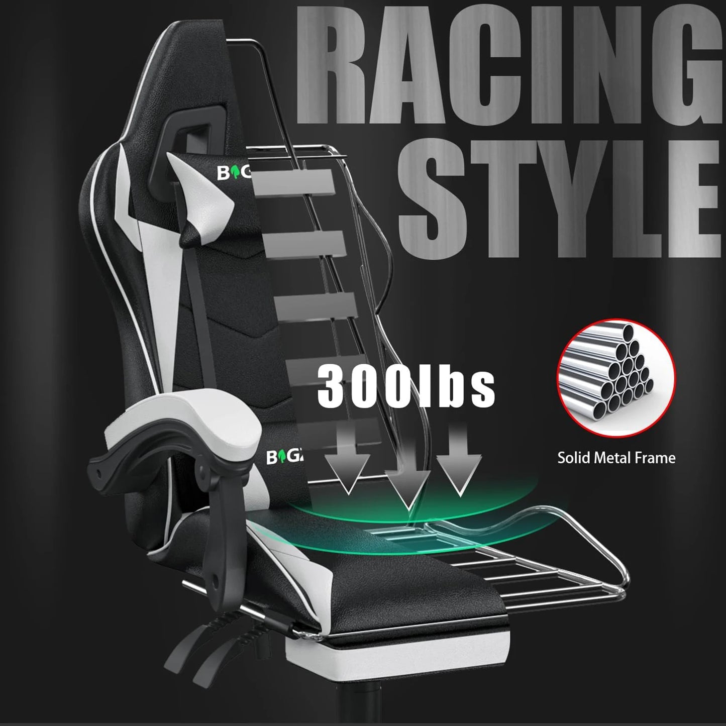 Gaming Chair with Footrest Ergonomic Adjustable Lumbar Support Chair