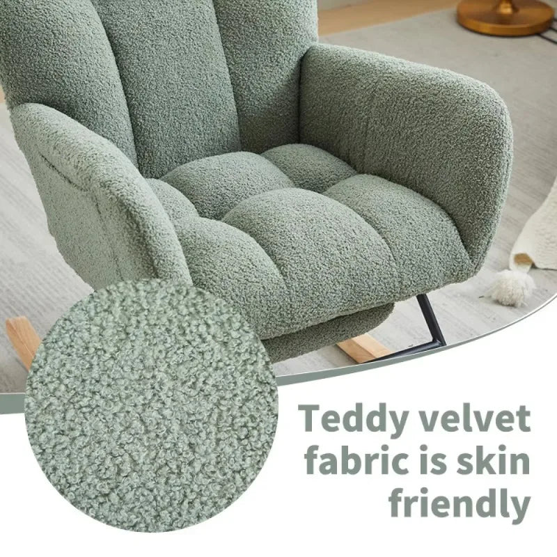 Modern Upholstered Glider Rocking Chair with Solid Wood Legs Accent Chair