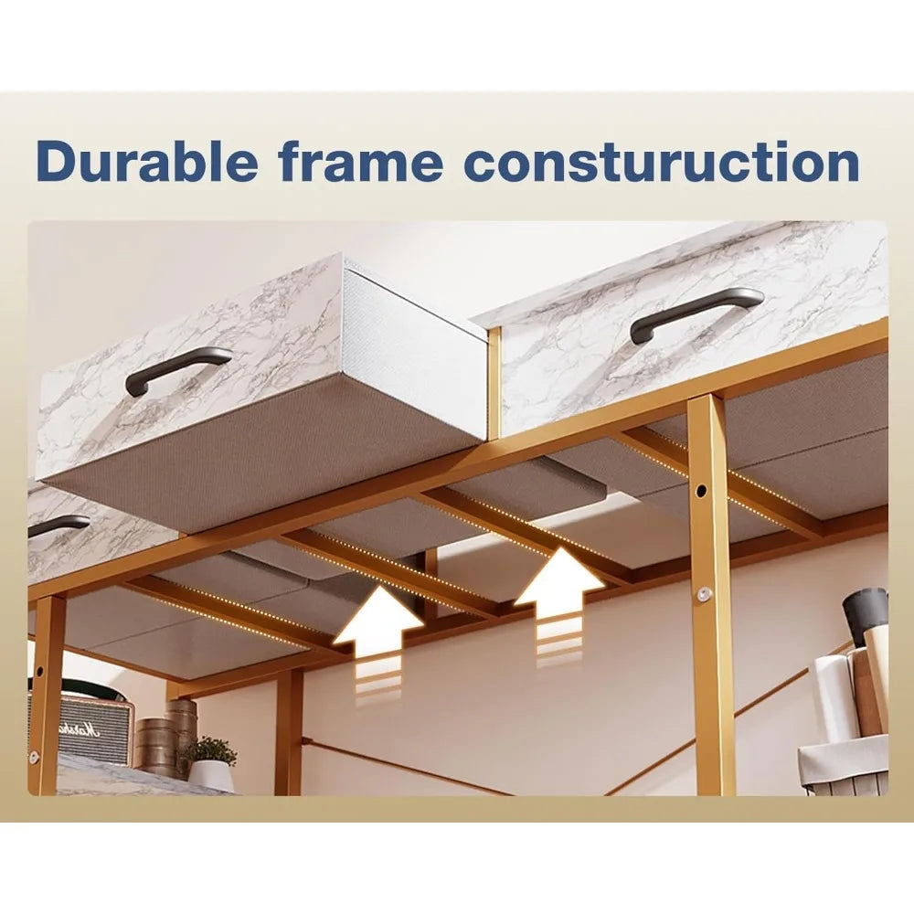 Small Office Desk with Fabric Drawers Modern Writing Table 48 Inch