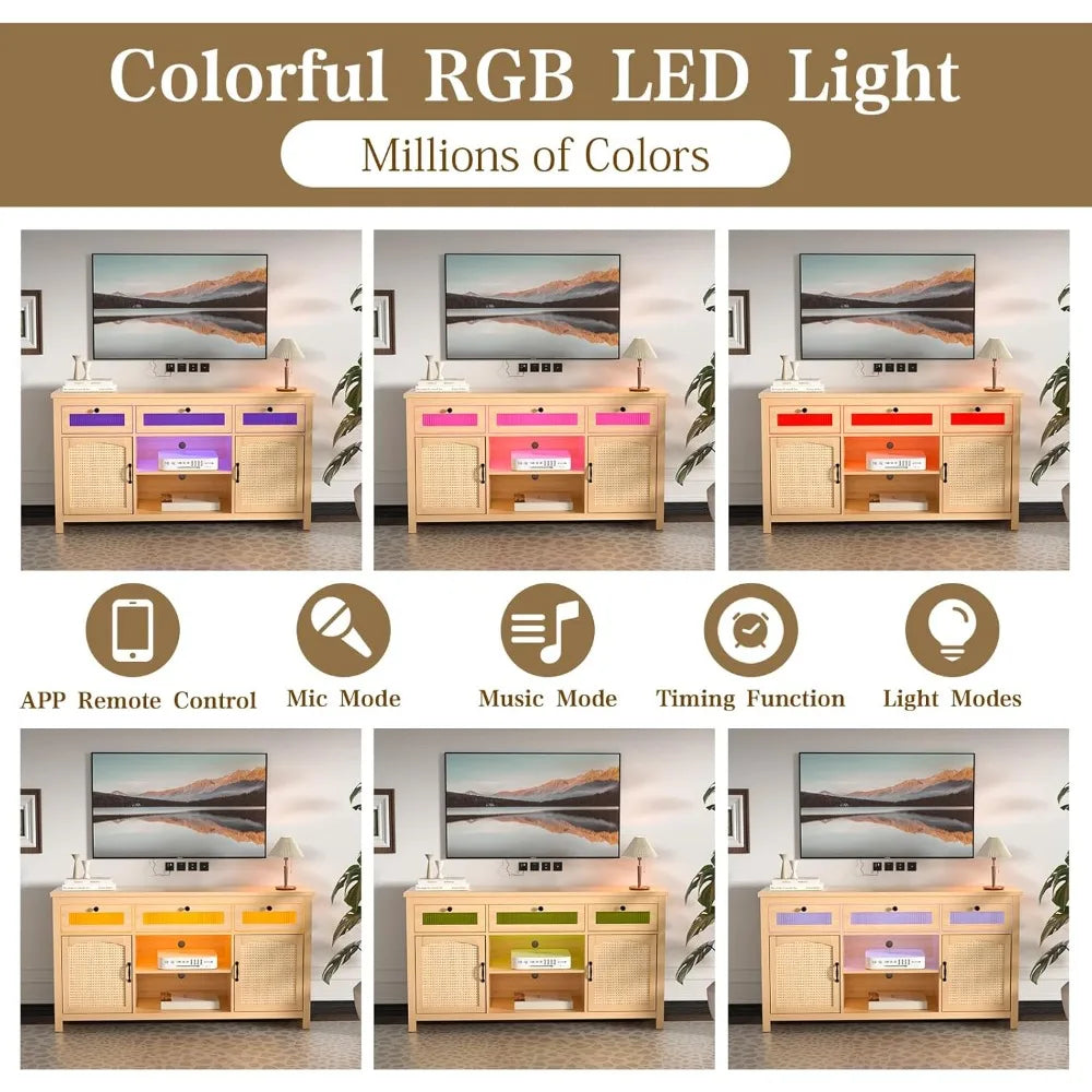 LED TV Stand for 65 Inch TV Modern Entertainment Center with Storage