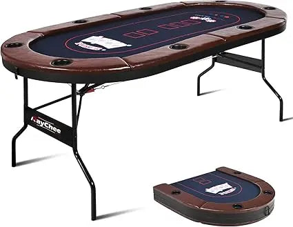 84 Inch Foldable Poker Table for 10 Players with Cup Holders and Felt