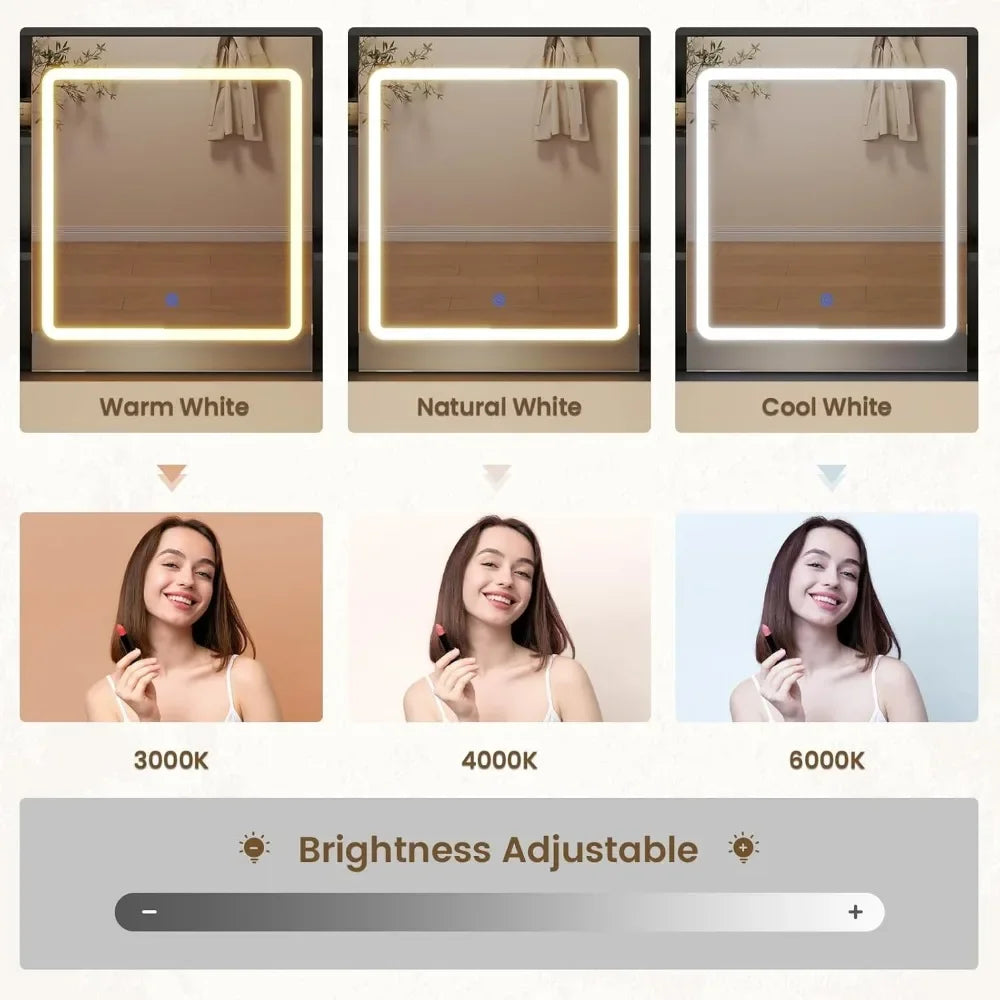 Makeup Vanity Desk with Sliding Mirror Jewelry Organizer and 5 Drawers