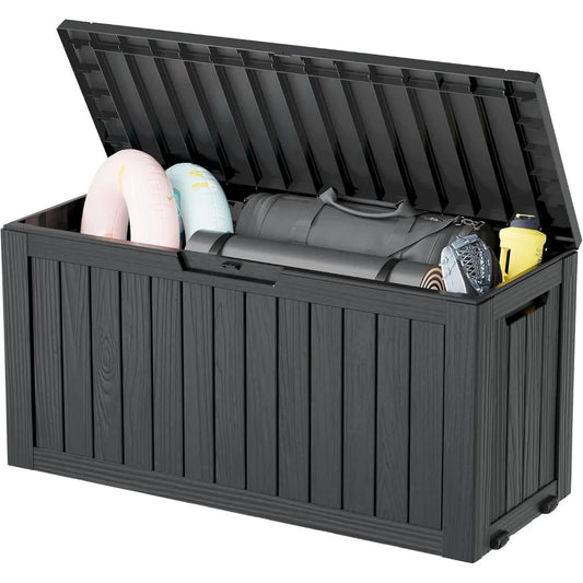 Ljustra 72 Gallon Waterproof Deck Box Outdoor Storage Garden Tools Pool Accessories