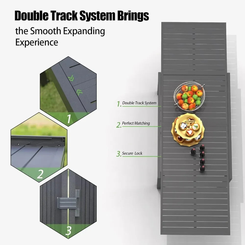 Expandable Metal Aluminum Outdoor Table for Porch Lawn Garden Bar