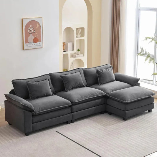 Ljustra Comfy Cloud Sectional Sofa with Pillows for Living Room