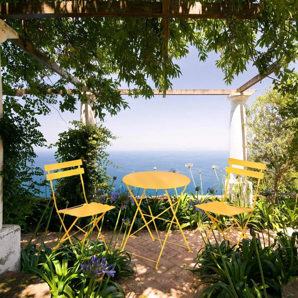 Ljustra 3-Piece Bistro Set Folding Outdoor Furniture Portable Steel Frame