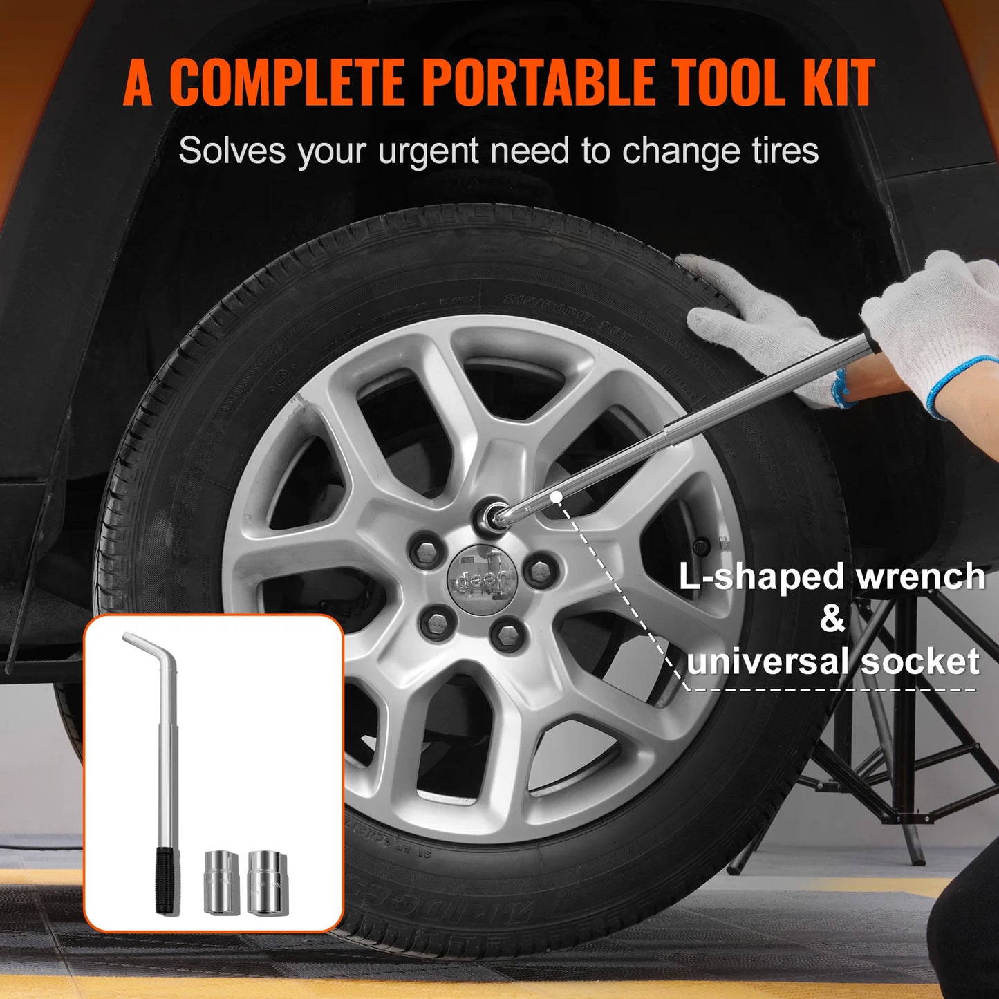 Ljustra 2.5 Ton Scissor Jack Portable Car Tire Jack 3.7-17.1 Inch Lift Range