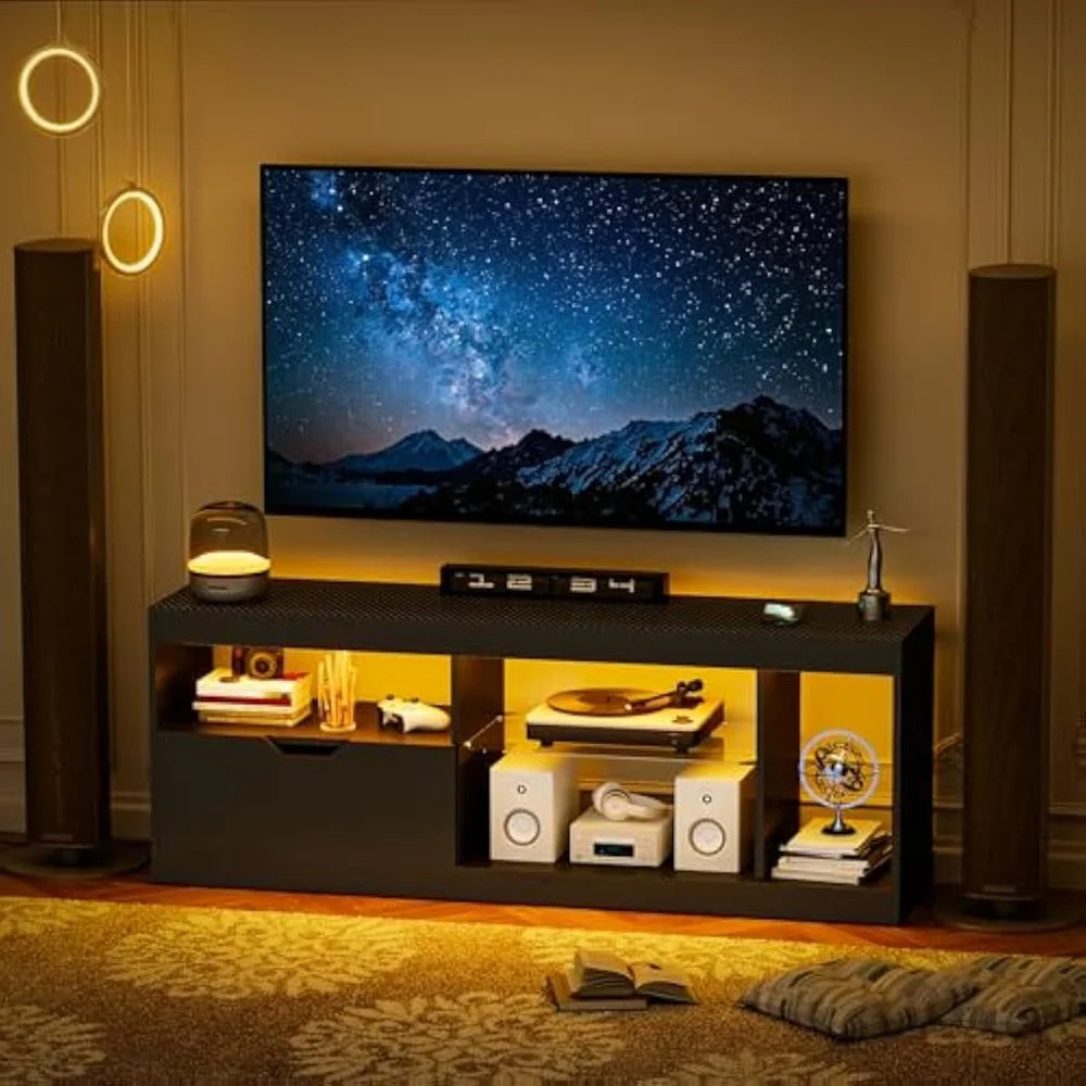 LED TV Stand Mount for 65 inch Modern Entertainment Center with Storage