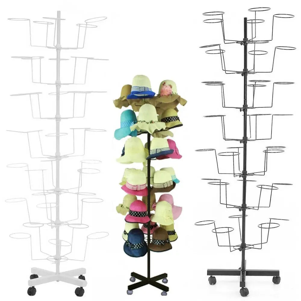 7-Tier Rotating Hat Rack with 35 Rests Durable Iron Easy Assembly