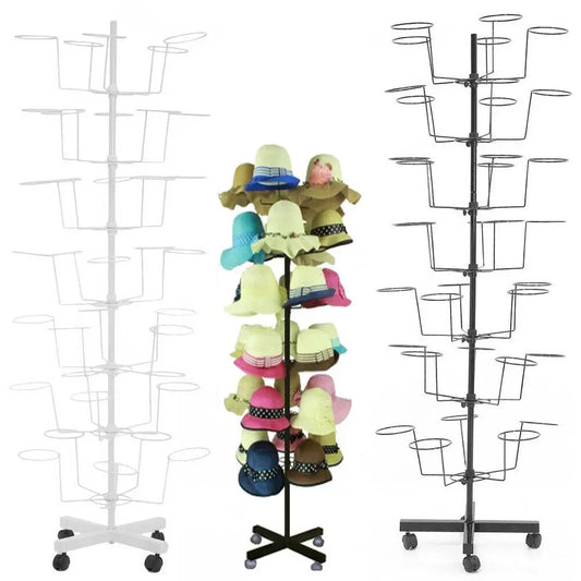 7-Tier Rotating Hat Rack with 35 Rests Durable Iron Easy Assembly