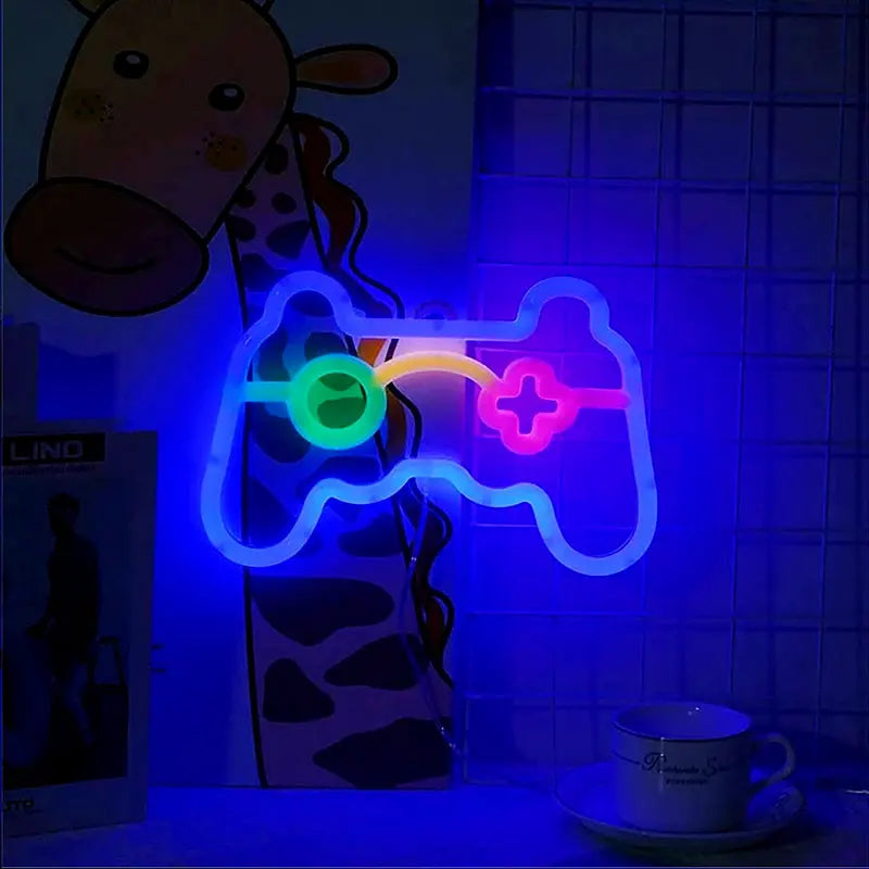 LED Game Neon Sign Gamepad Controller Wall Light Decor for Gamers
