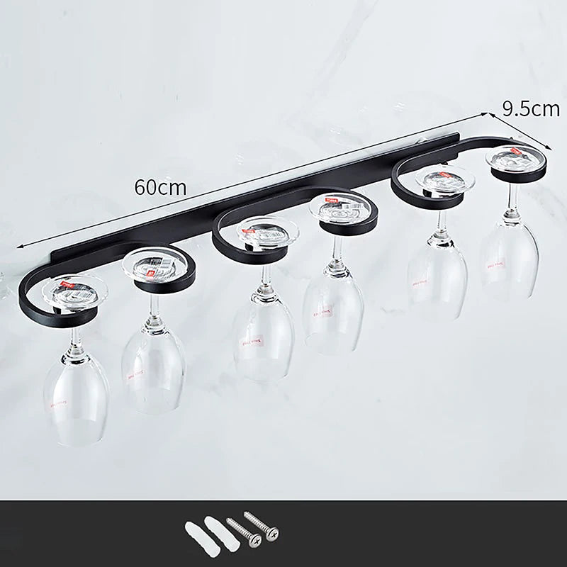Wall-mounted Wine Glass Holder Space Aluminum Creative Goblet Storage Rack